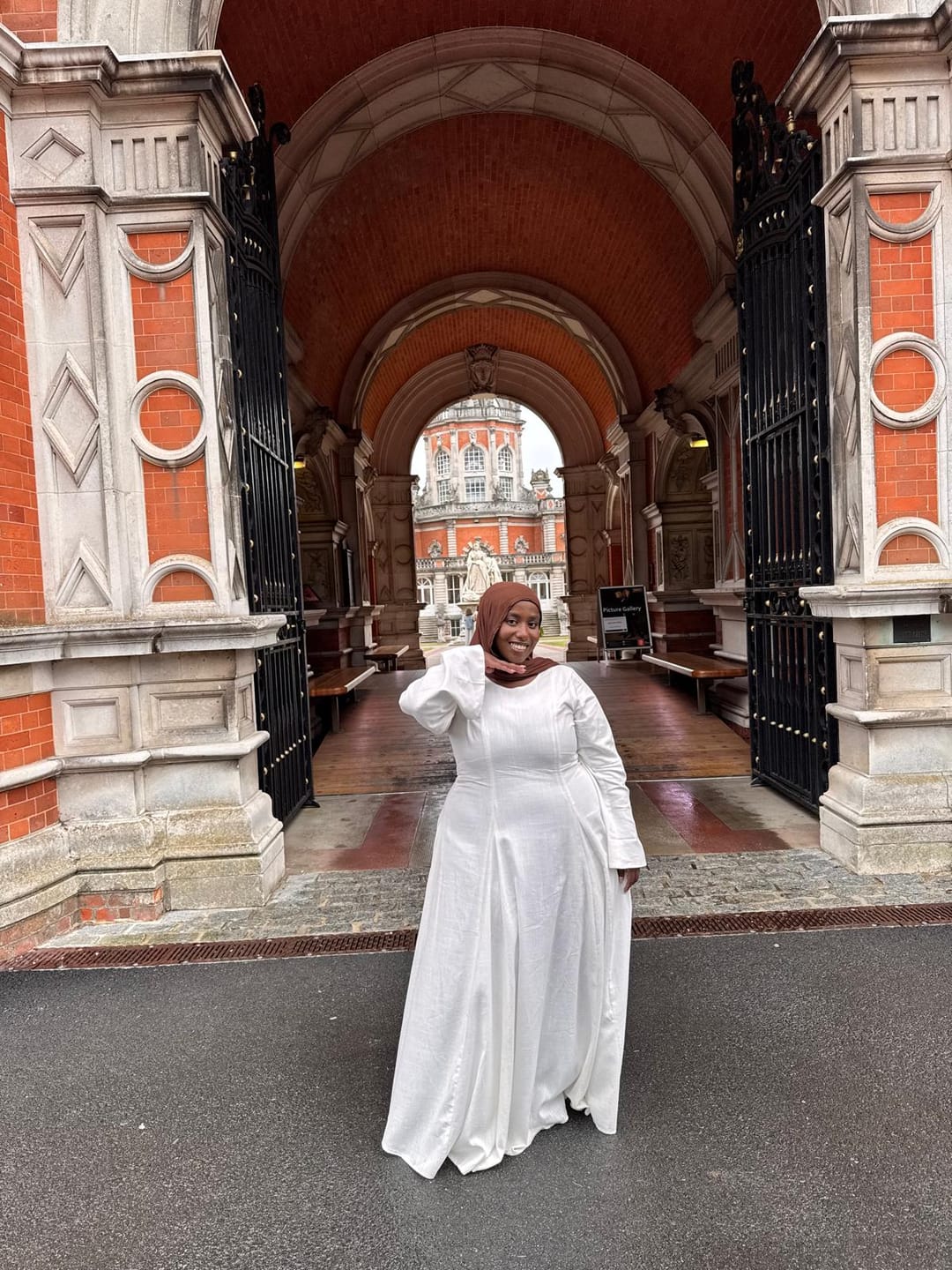 Customer photo review of Linen Lace-Up Dress in Off-White