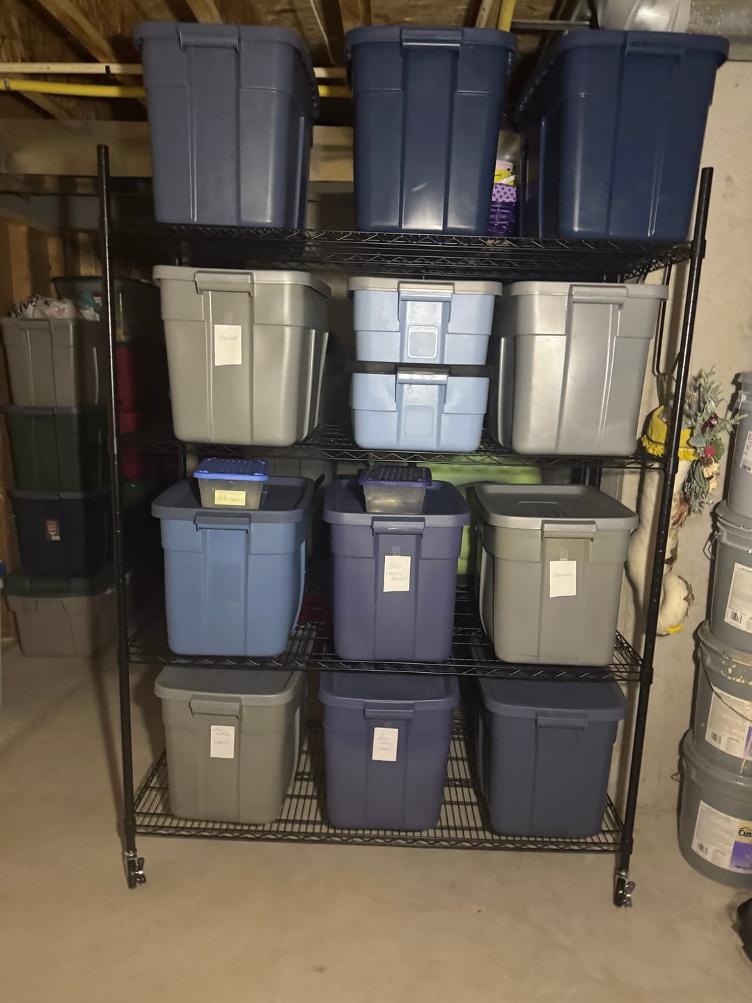 Customer photo review of Reibii 56" W x 75.6" H Wire Rack Shelving Units on Wheels, 2550 lbs Adjustable Wire Storage Shelves for Pantry Closet Commercial