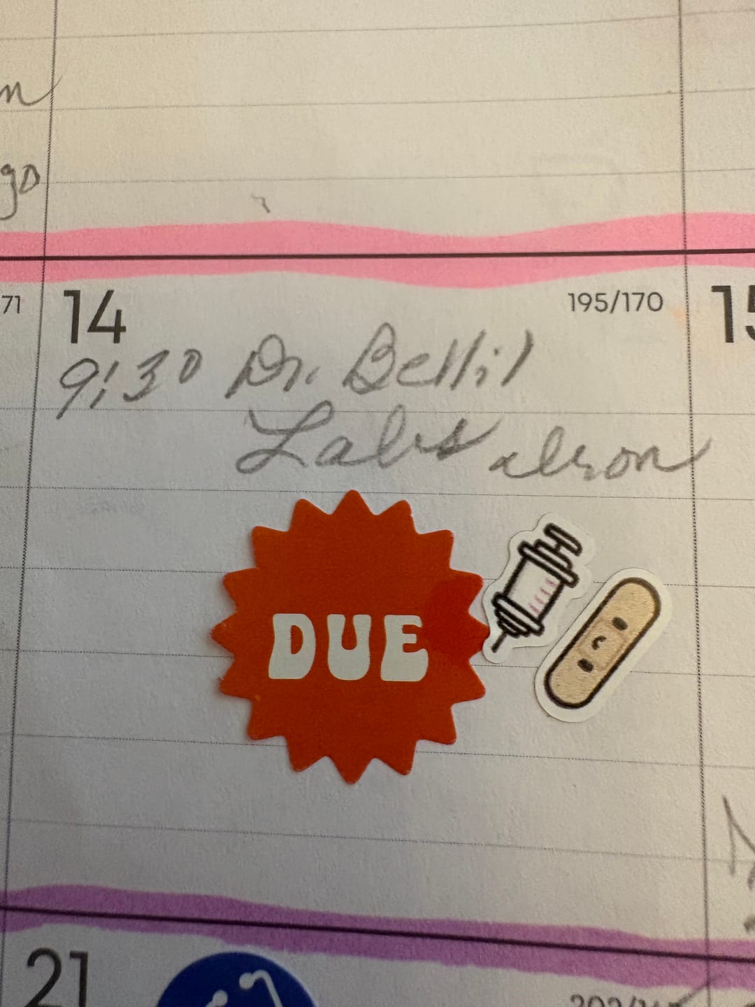 Customer photo review of Doctor's Appointment Planner Stickers