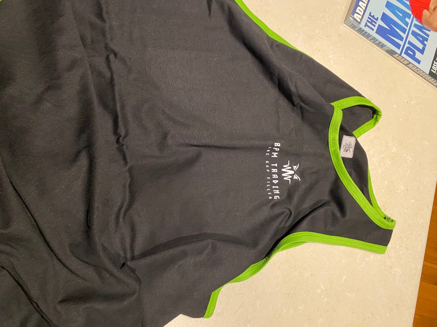 Customer photo review of Black - Green Trim | Shearing Singlet