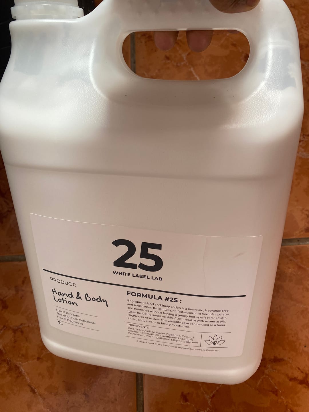 Customer photo review of Brightpack Hand and Body Lotion #25 (White Label Lab)