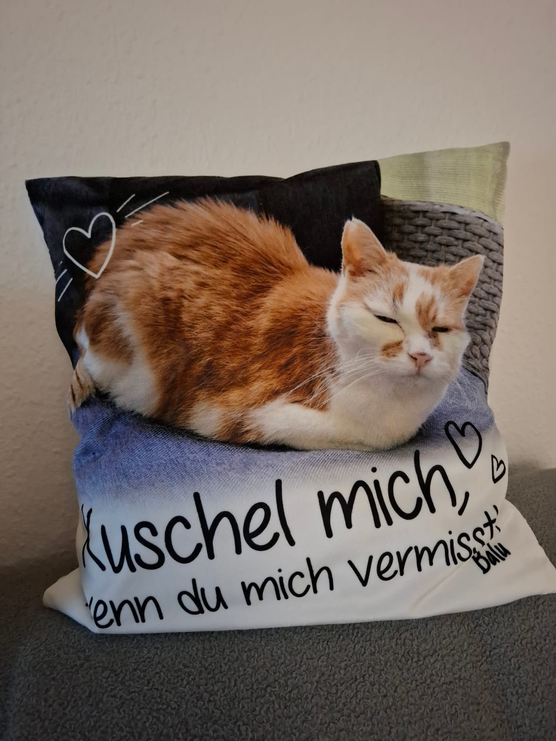 Customer photo review of Kuschel mich, wenn du mich vermisst - Individuelles Kissen
