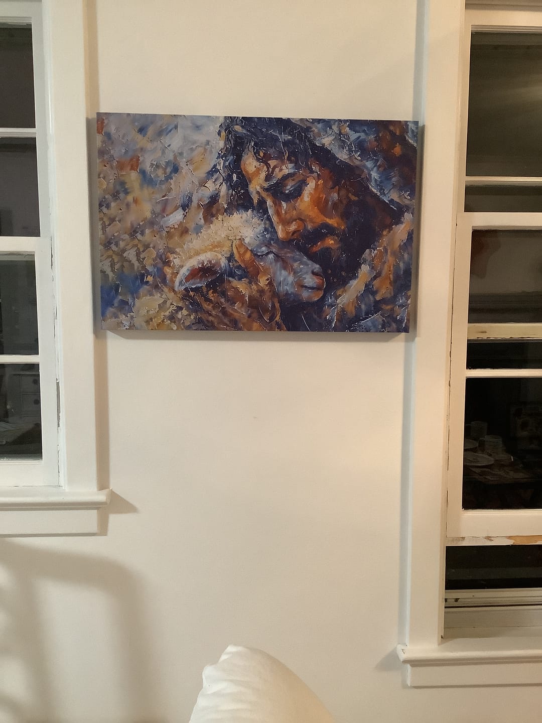 Customer photo review of Abstract Painting of Jesus and Lost Lamb Wall Art Canvas
