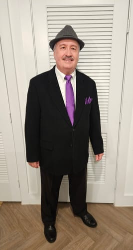 Customer photo review of Purple Solid Silk Men's Necktie Hanky Cufflinks Set