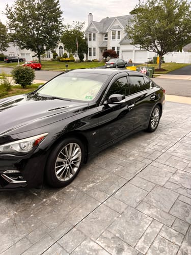 Customer photo review of Fit 2018-2021 Infiniti Q50 Clip-On Chrome Trim Vent Window Visors Rain Sun Wind Guards Shade Deflectors