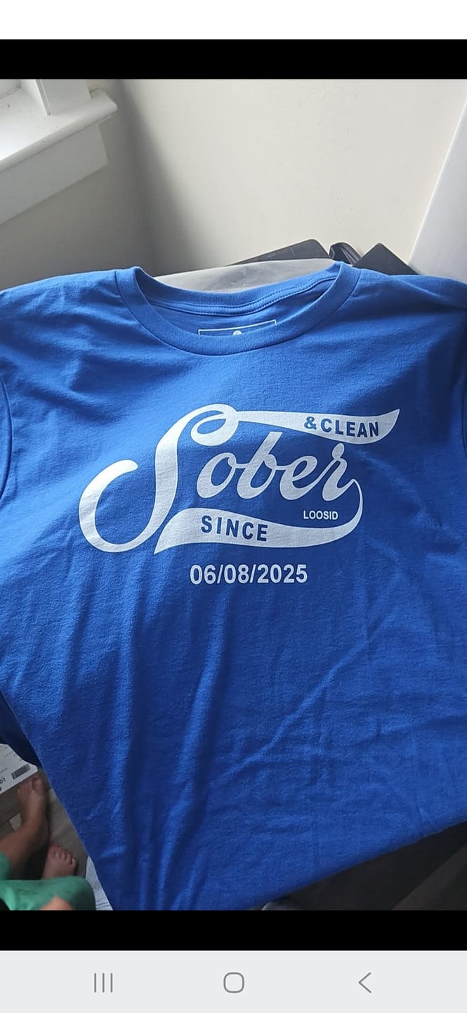 Customer photo review of Sober T Shirt | Personalized Sober Since Shirt with Custom Date