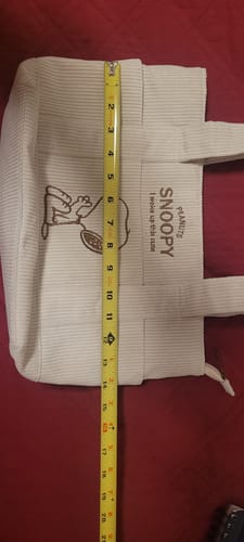 Customer photo review of Peanuts Snoopy Corduroy Tote Bag - I Woke Up This Cute (4 Colors)