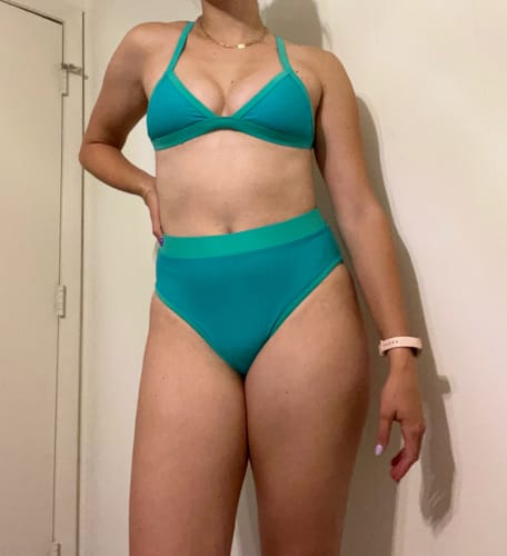 Customer photo review of MOLLY Aqua Melon Full Coverage High Rise Bikini Bottom