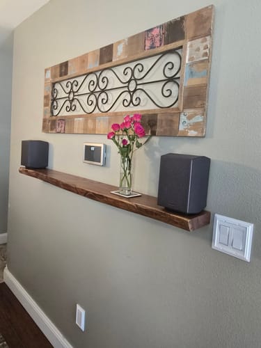 Customer photo review of Live Edge Walnut Floating Shelves