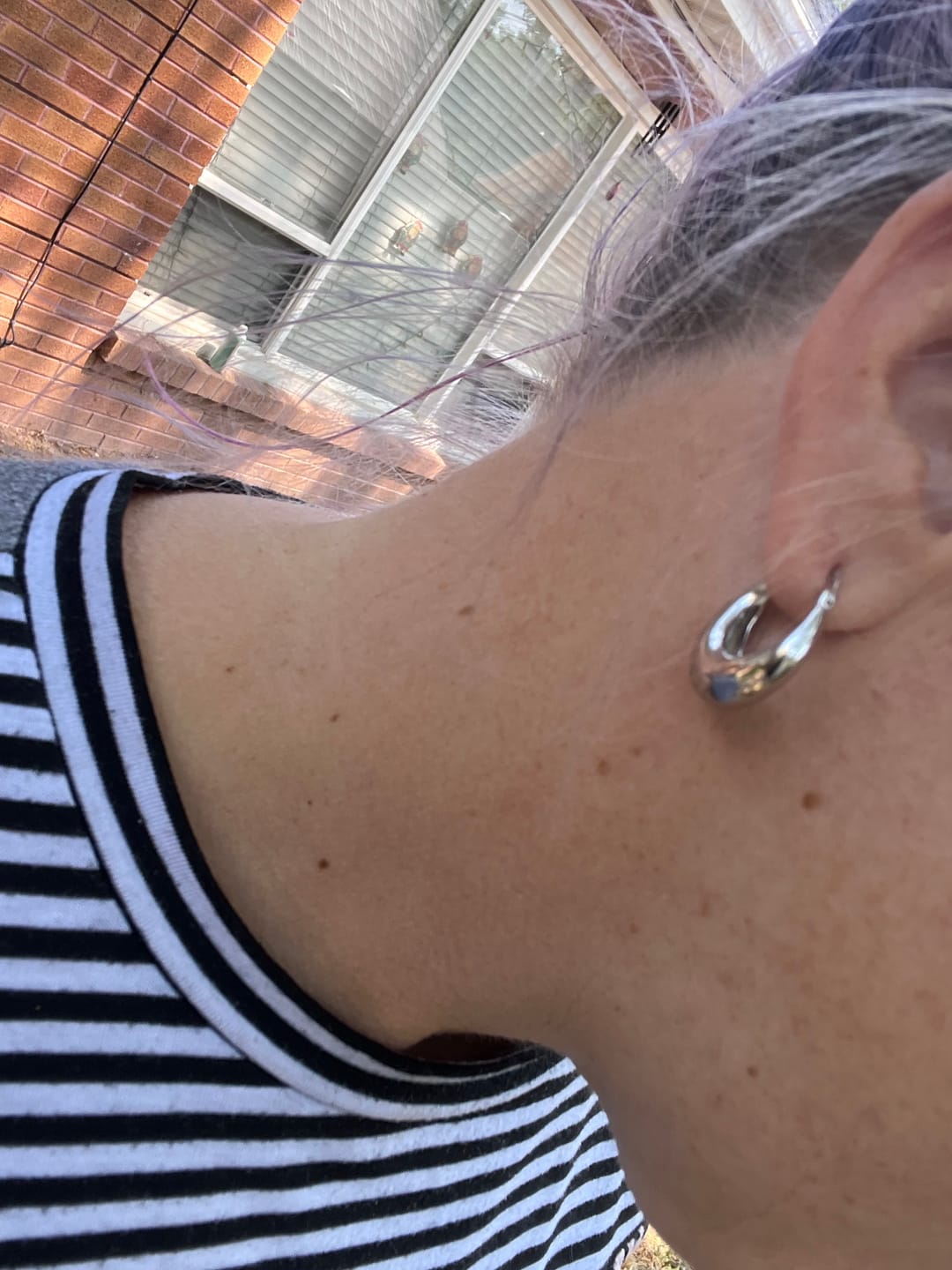 Customer photo review of Jacqueline 18k White Gold Plated 21mm Chunky Hoop Earrings