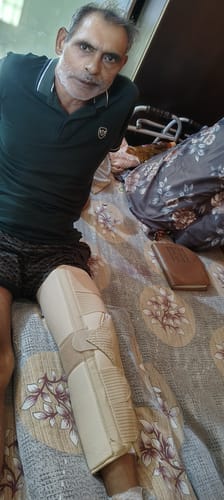 Customer photo review of Knee Brace - Long (19" Brace) | Ideal firm Knee support that limits knee motion & stabilizes the knee with mediolateral metal supports | Color - Beige