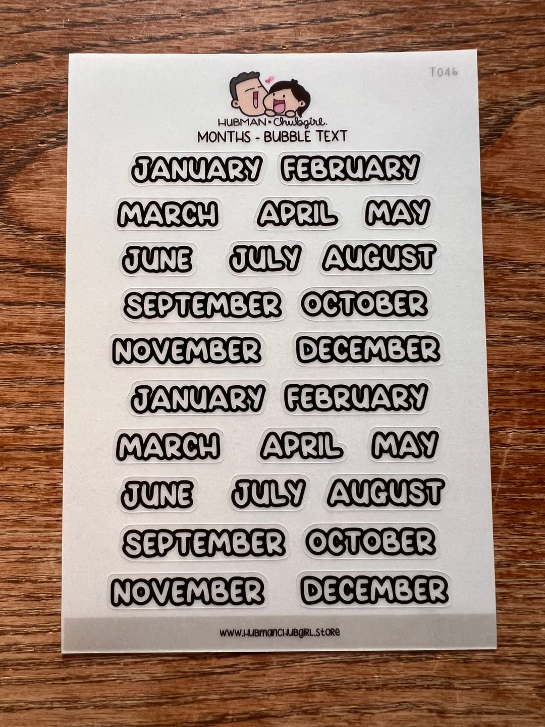 Customer photo review of Months - Bubble Text (S) Planner Stickers