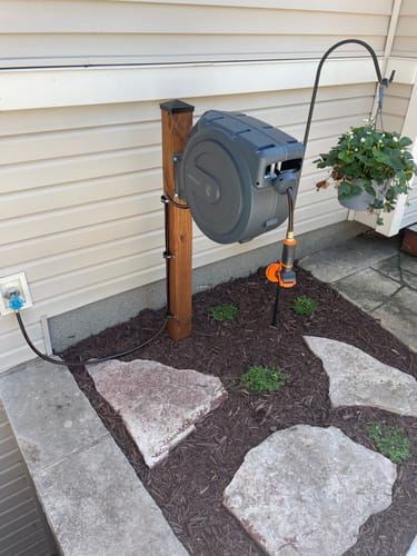 Customer photo review of Retractable Garden Hose Reel 62ft-155ft