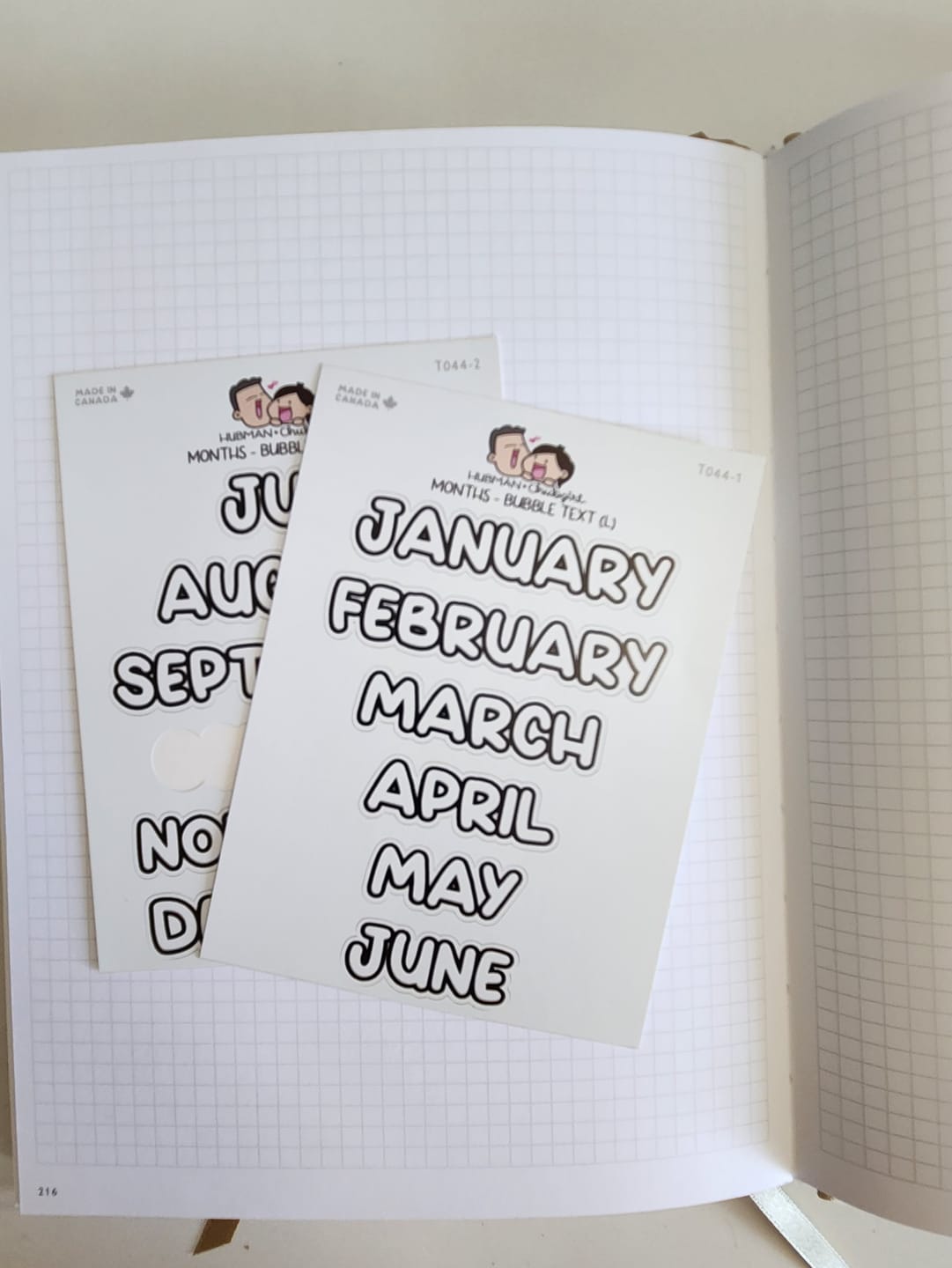 Customer photo review of Months - Bubble Text (L)  - Set of 2 Planner Stickers