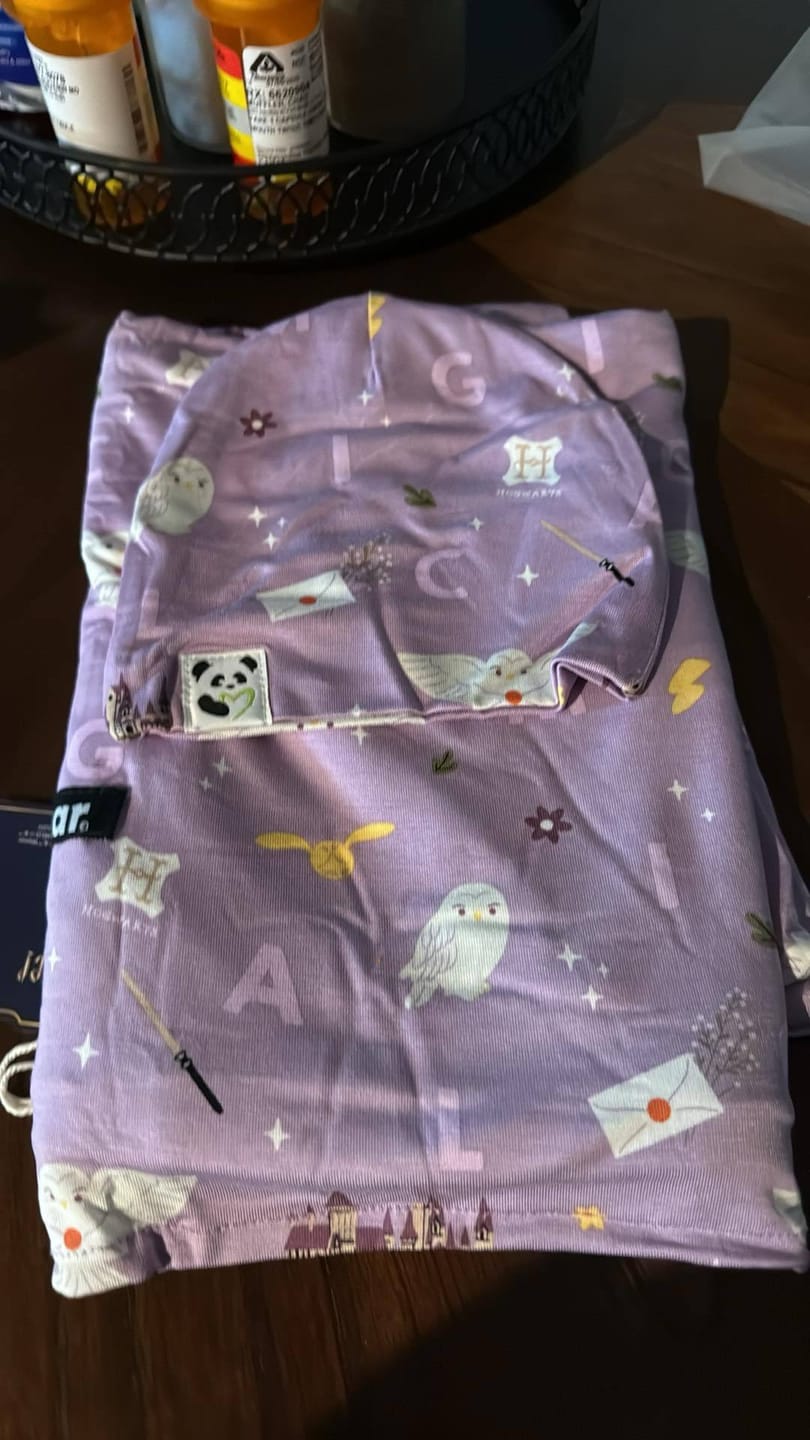 Customer photo review of Hedwig's Magical Mail Bamboo Swaddle & Beanie Set