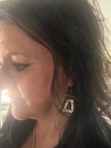 Customer photo review of Geometric Dot Hoop Earrings