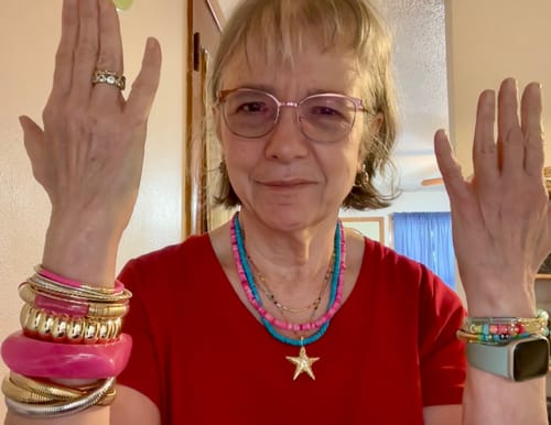 Customer photo review of Pink Wave Necklace Stack