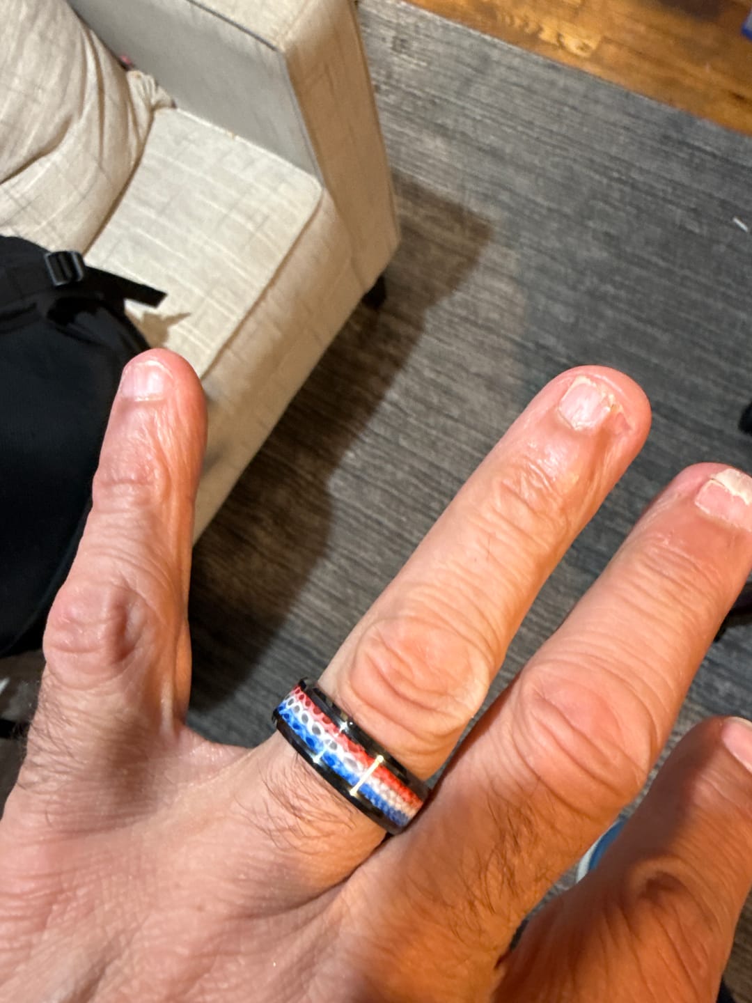 Customer photo review of Red White and Blue Ring