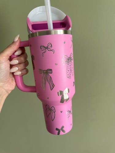 Customer photo review of Stanley 40oz Peony ‘Coquette’ Engraved Tumbler