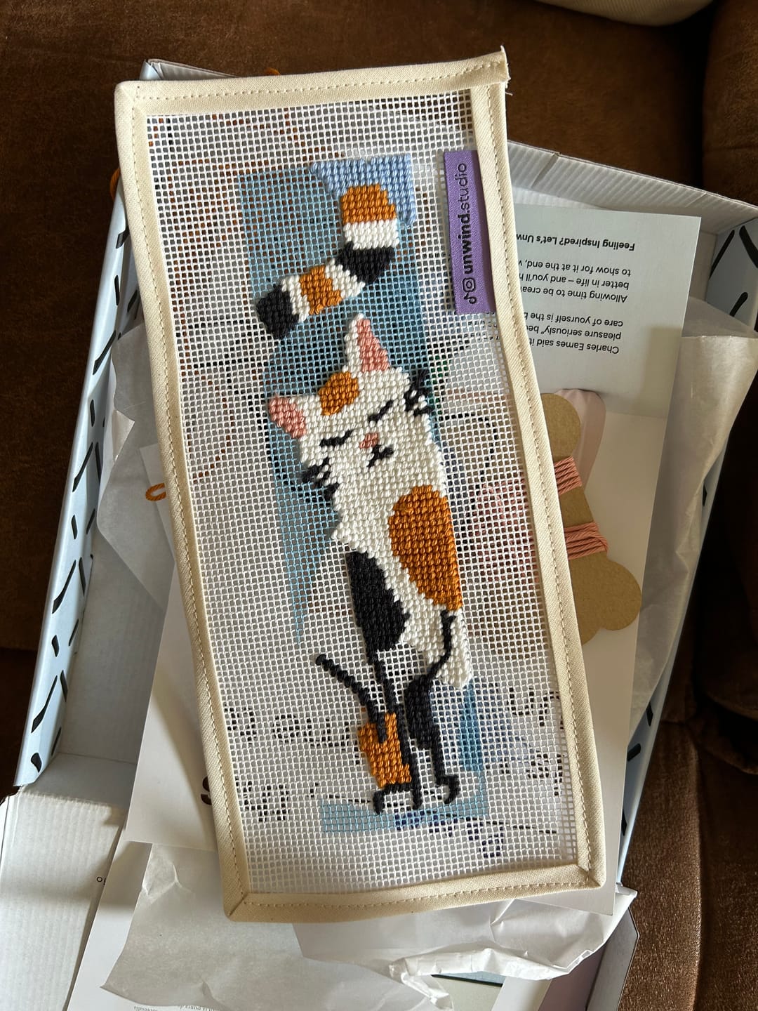 Customer photo review of The Great Catsby Bookmark Needlepoint Kit