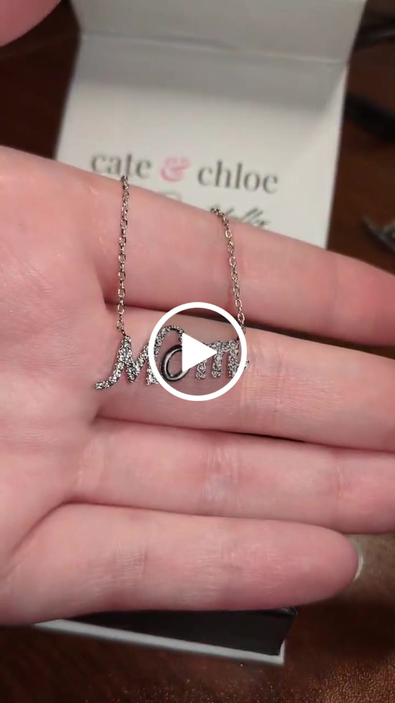 Customer video review of Riley 18k White Gold Plated Mom Necklace with Swarovski Crystals