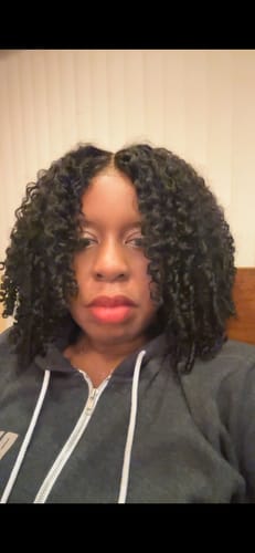 Customer photo review of CurlyMe Pre-bleached Wear Go Glueless Afro Kinky Curly Pre-cut HD Lace Wig Pre-plucked