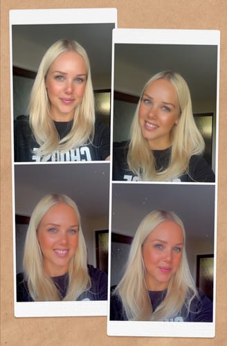 Customer photo review of Remy Human Hair Invisible Wire Extension - Platinum Blonde Balayage