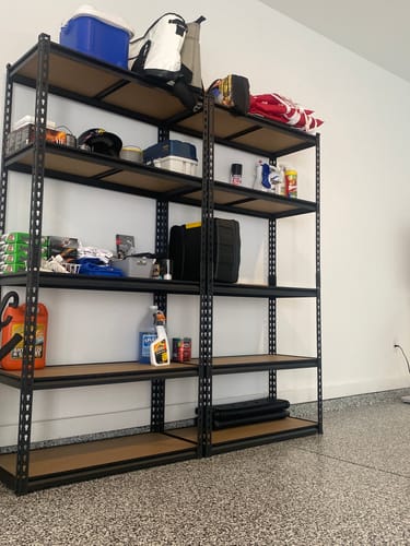 Customer photo review of REIBII 35.5“W Garage Storage Rack, 5-Shelf Adjustable Storage Shelves, 2020lbs Metal Shelving for Pantry Kichen Closet