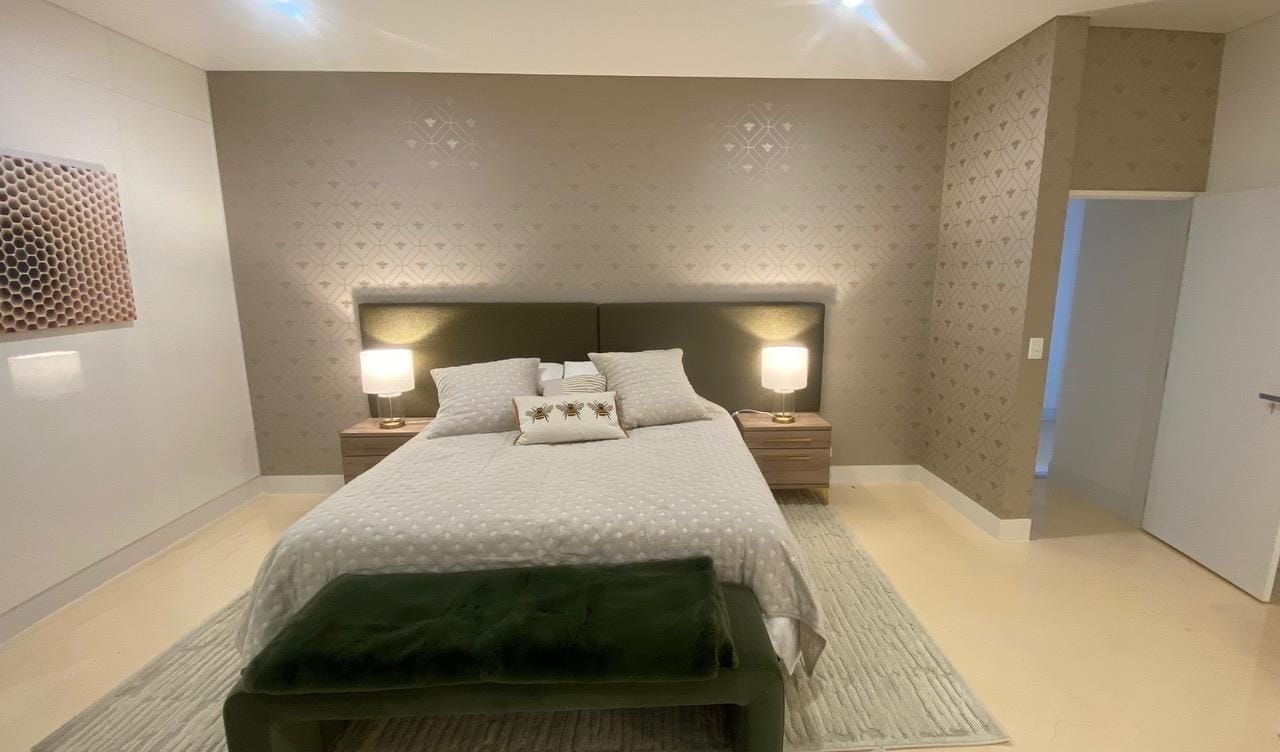 Customer photo review of Honeycomb Bee - Geometric Metallic Wallpaper - Black - Charcoal