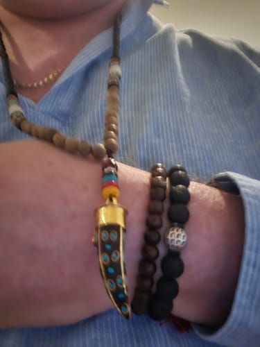 Customer photo review of Handmade Nepal Buddhist Mala Necklace [Fang]
