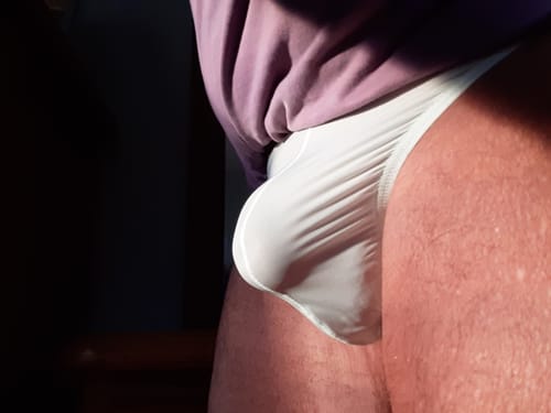 Customer photo review of 4 Pack Men's Sexy Pouch T-Back Thongs