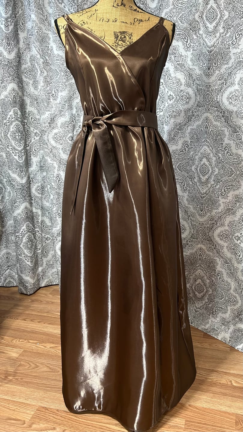 Customer photo review of Chocolate Brown Liquid Bridal Satin