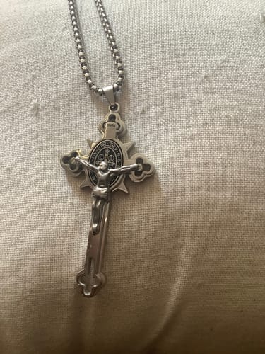Customer photo review of FREE Today: St. Benedict Symbol Crucifix Exorcism Necklace