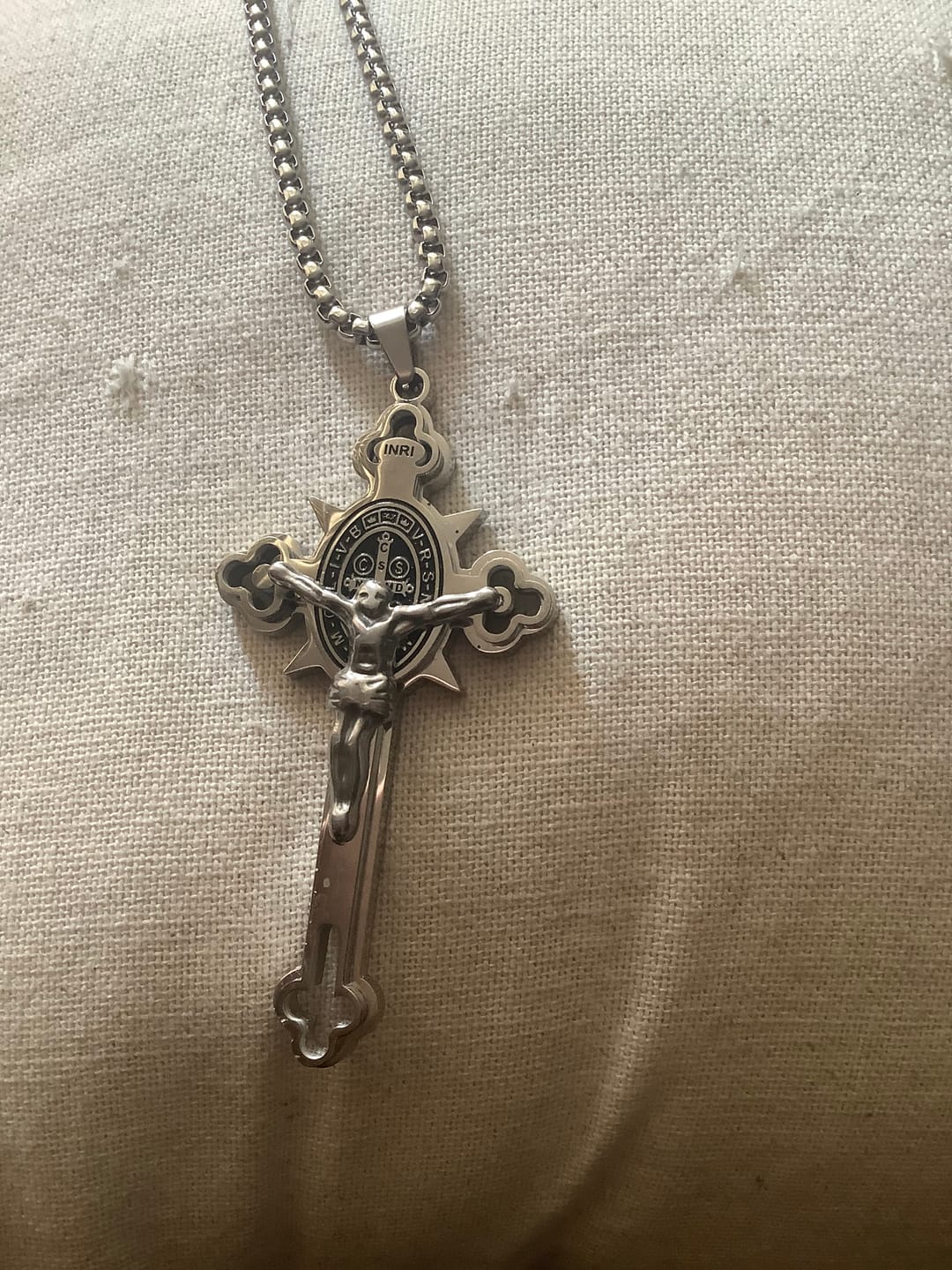 Customer photo review of FREE Today: St. Benedict Symbol Crucifix Exorcism Necklace