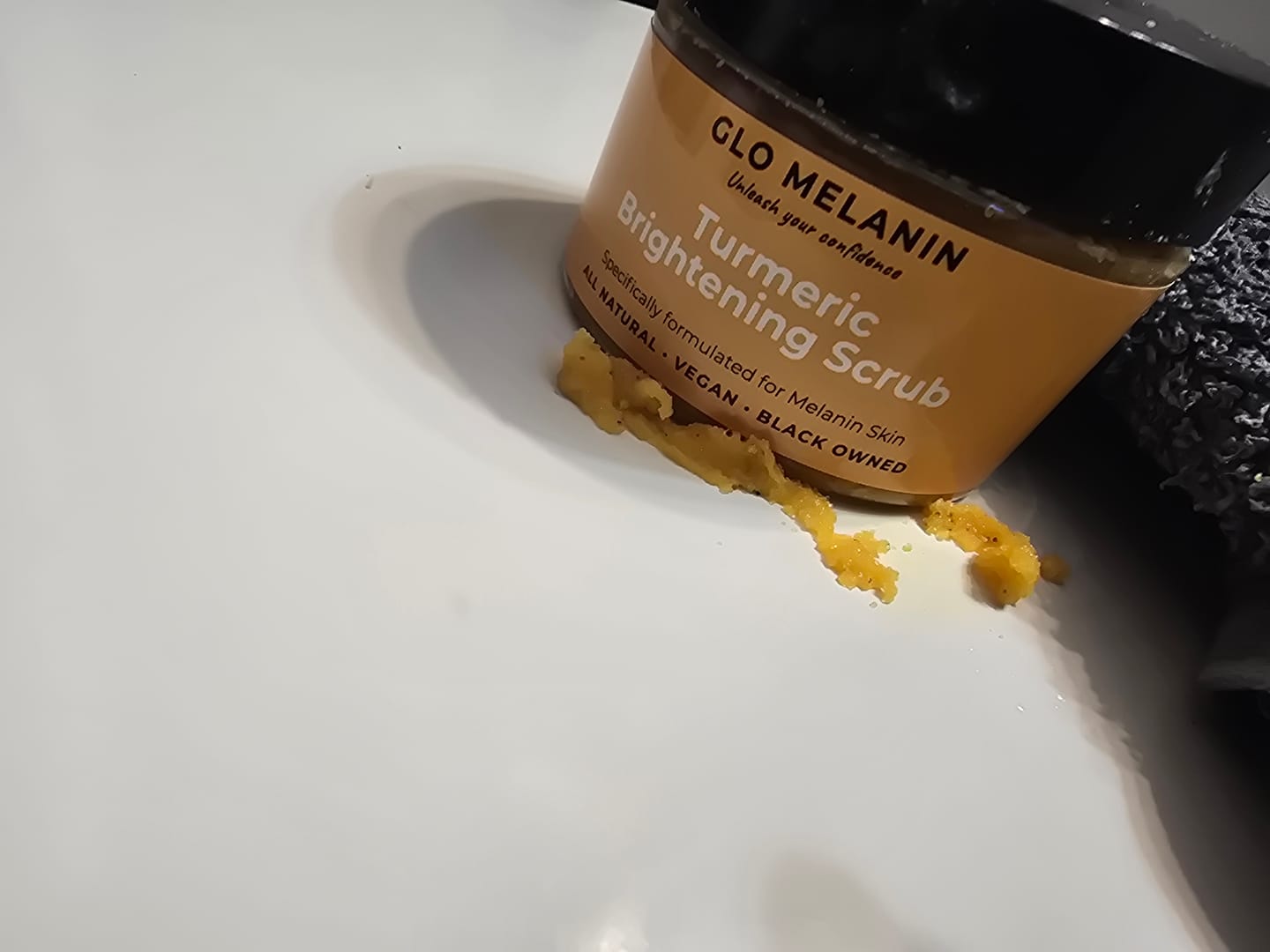 Customer photo review of Turmeric Dark Spot Removal Scrub