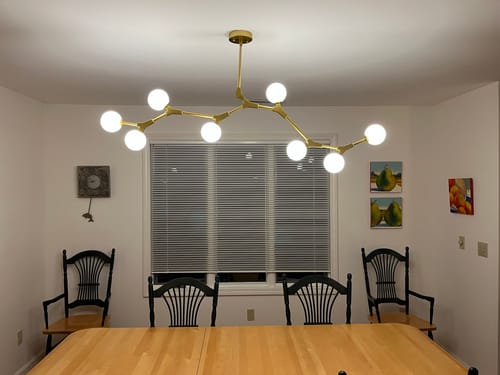 Customer photo review of Mid Century Glass Globe Branch Chandelier