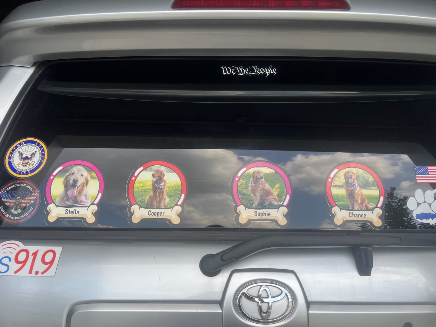 Customer photo review of Pets on board - Personalized Car Sticker