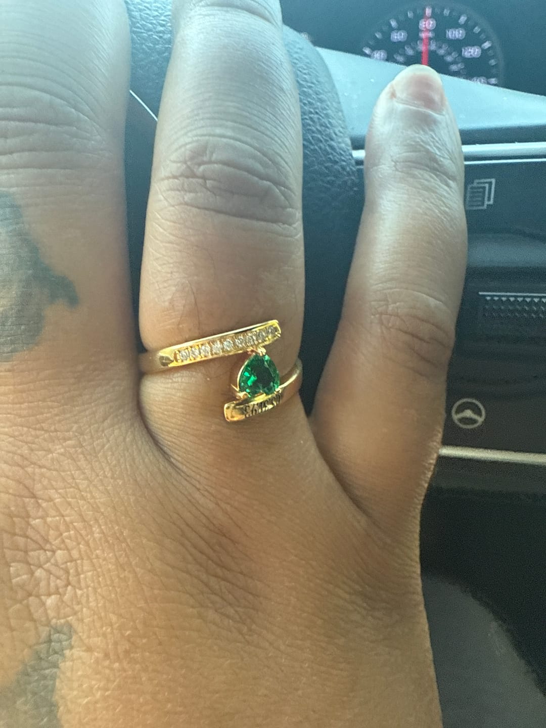 Customer photo review of Engraved Birthstone Ring