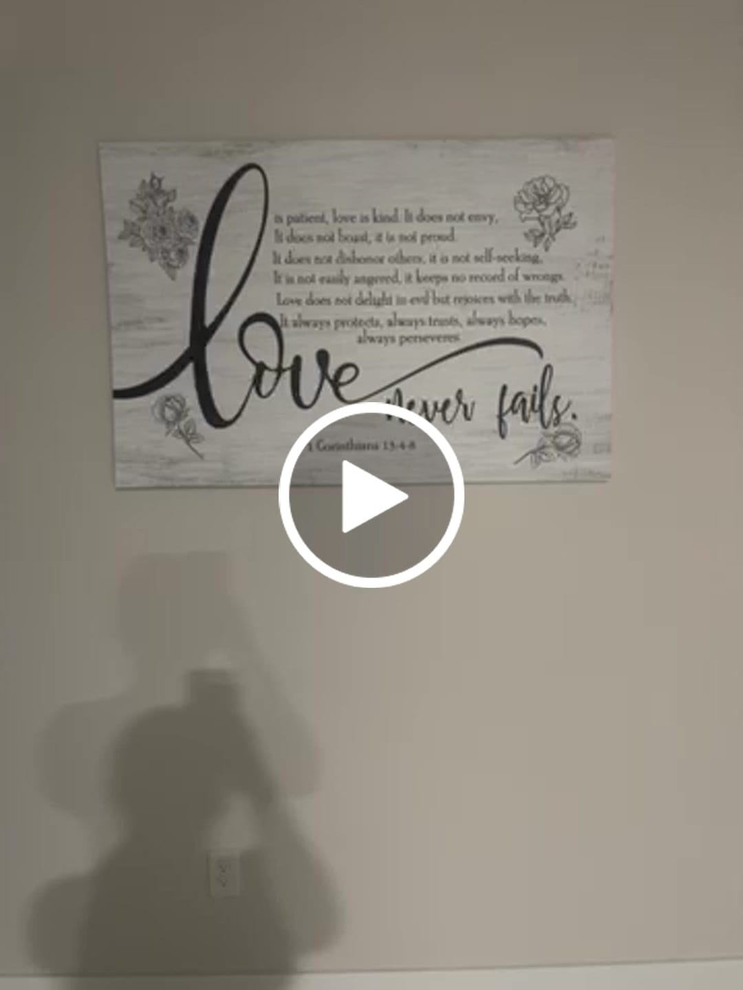 Customer video review of Love Never Fails 1 Corinthians 13:4-8 Wall Art Canvas