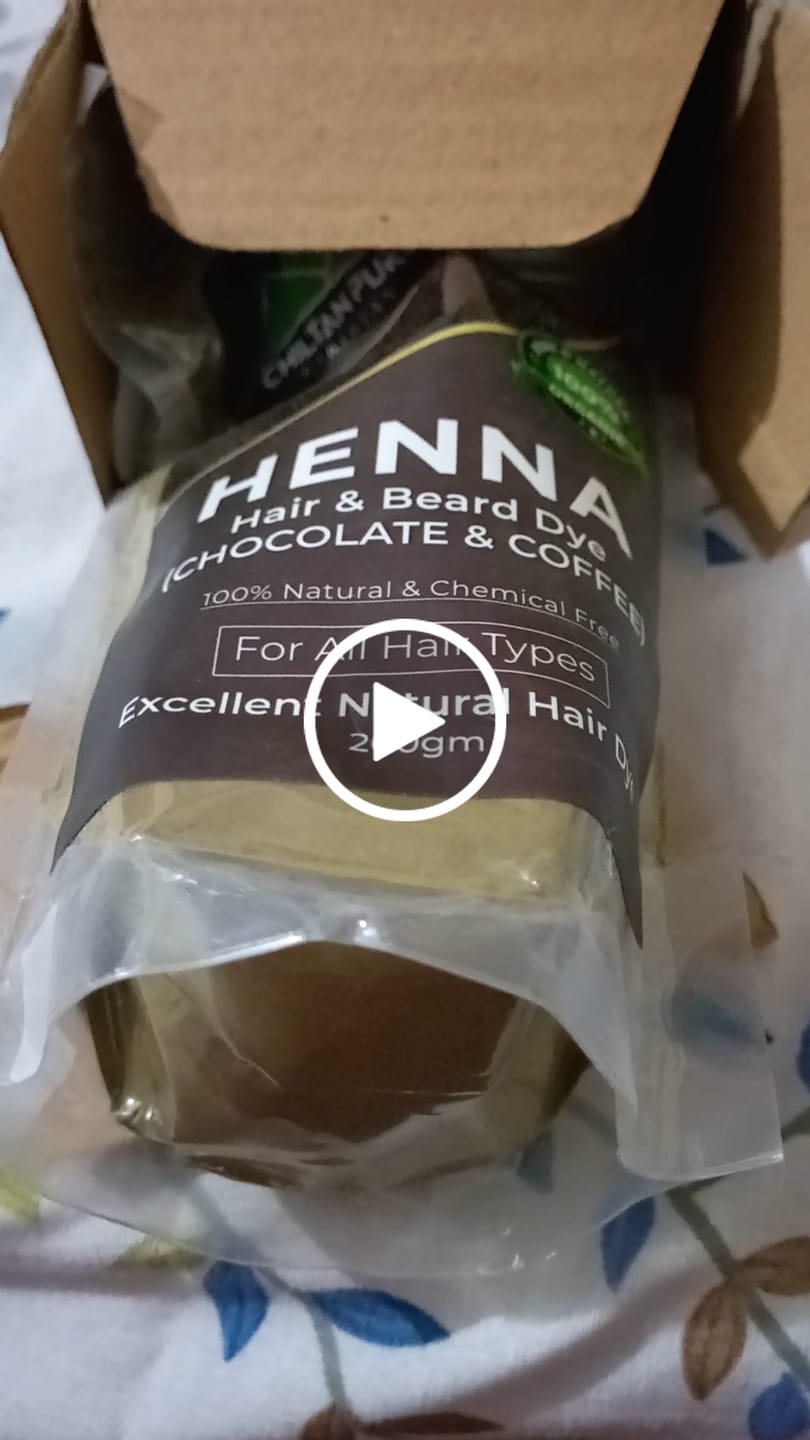 Customer video review of Henna Hair and Beard Dye (Chocolate & Coffee) – Prevents Premature Hair Greying, Improves Scalp Health, Balances pH & Oil Production