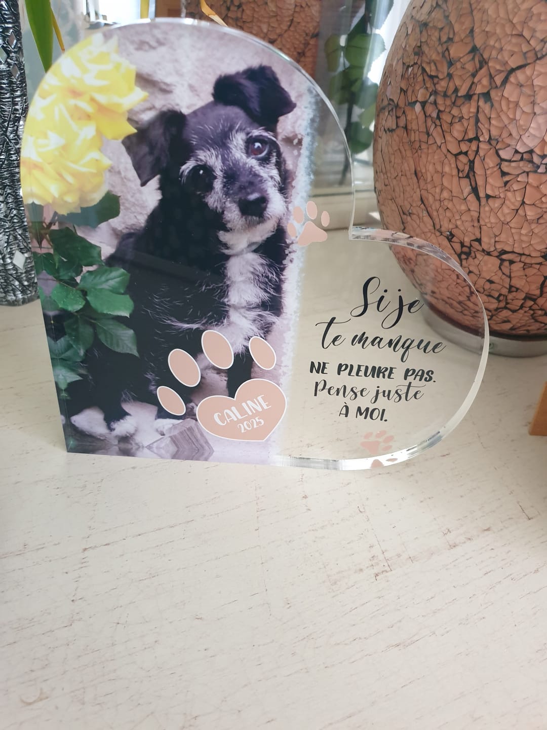 Customer photo review of Si je te manque - Cœur en verre personnalisé