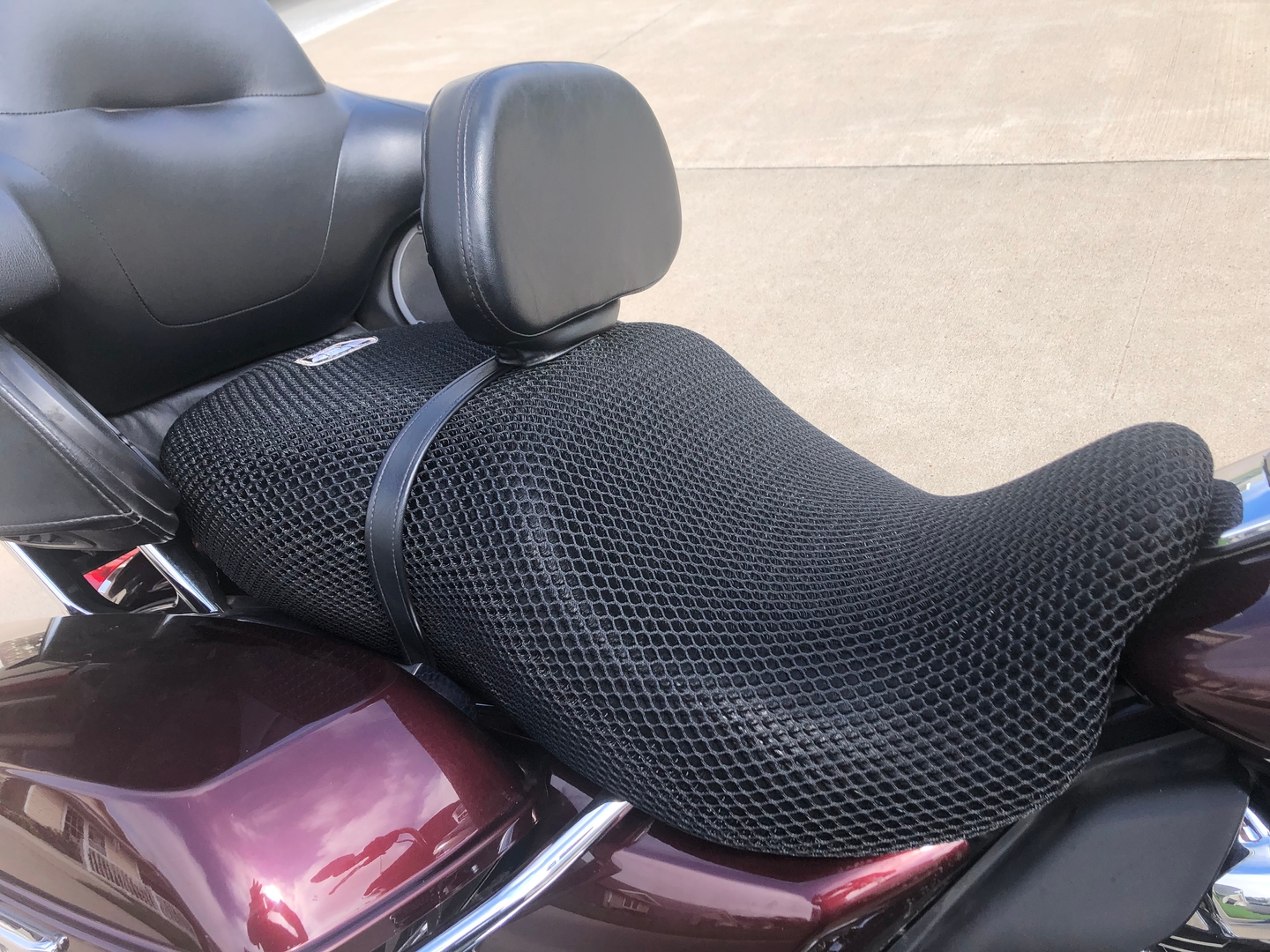 Wind Rider mesh seat cover on a Harley Davidson Road Glide Ultra