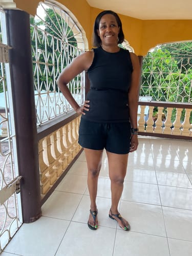 Customer photo review of Chloe Ruffle Tall Tank - Black