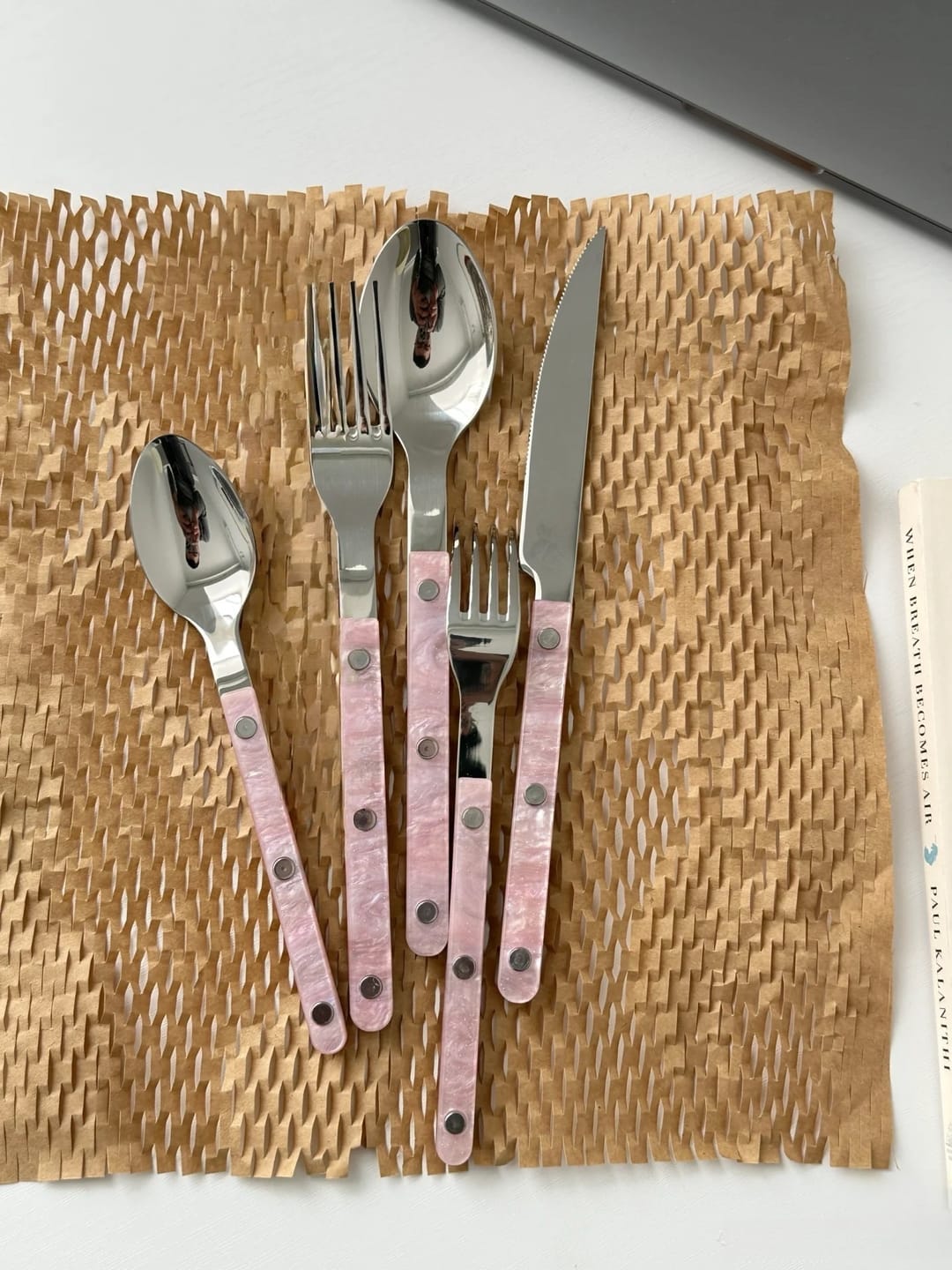 Customer photo review of 10-Pcs Sleek Modern Pinky Flatware Silverware Flatware Set