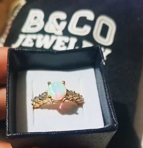 Customer photo review of 1.5ct Slovenia Opal Engagement Ring