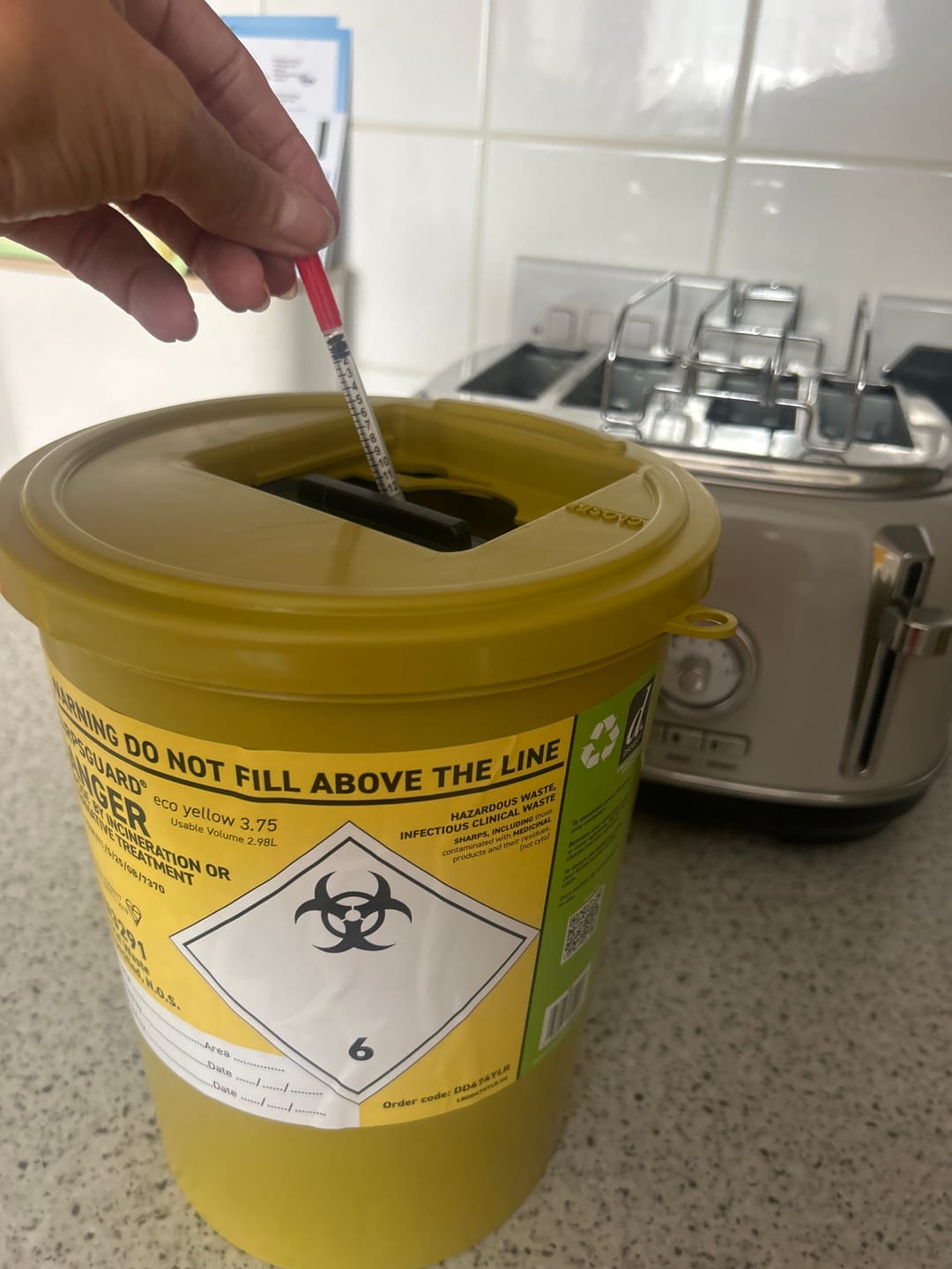 Customer photo review of Sharpsguard Yellow 3.75 Ltr Sharps Bin