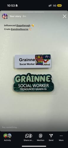 Customer photo review of Pearlescent Swirl Name Badges