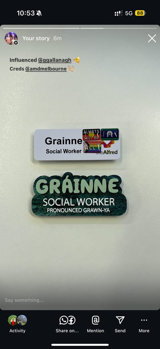 Customer photo review of Pearlescent Swirl Name Badges