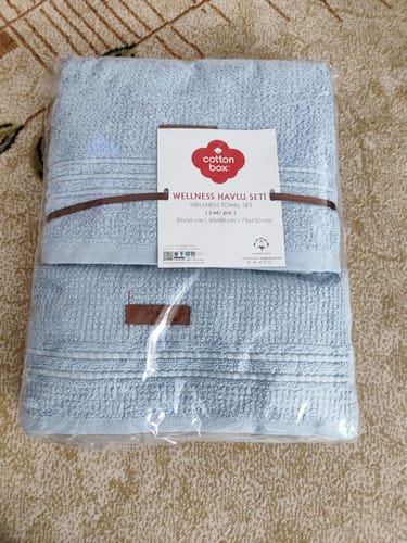 Customer photo review of Cotton Box %100 Pamuk Wellness Havlu Seti Sky Mavi
