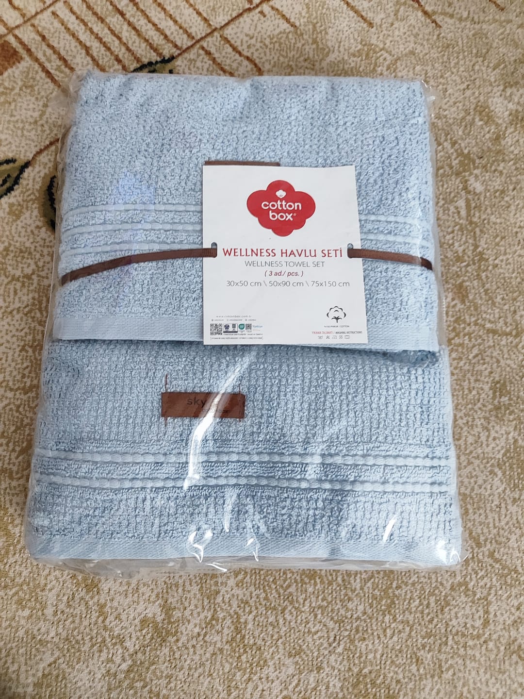 Customer photo review of Cotton Box %100 Pamuk Wellness Havlu Seti Sky Mavi